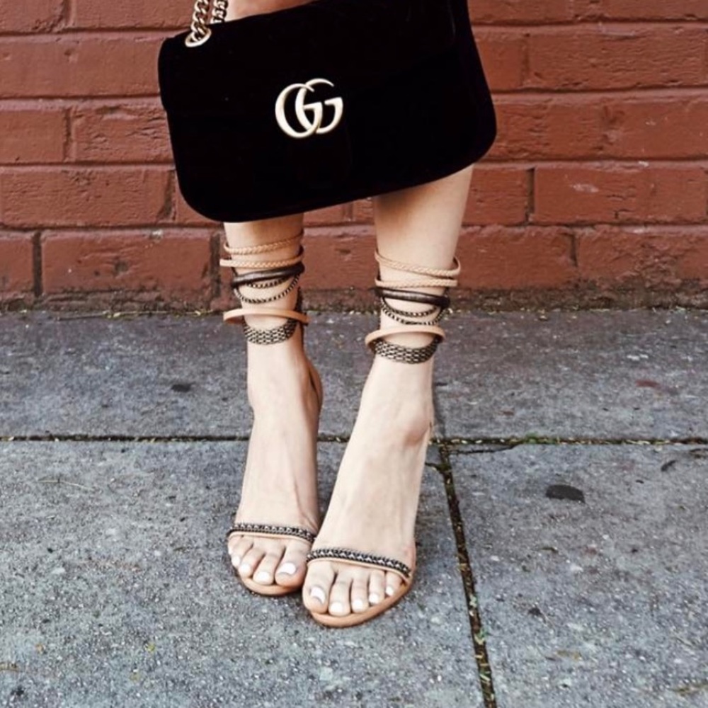 Isabel Marant Rio Chain Detail Strap Women's Tan and Brown Sandals Heels